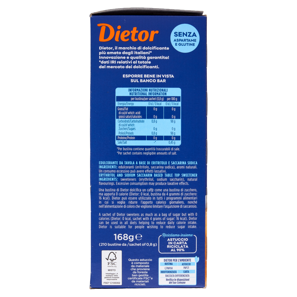 Dietor Zero Calorie Bustine 210 x 0,8 g