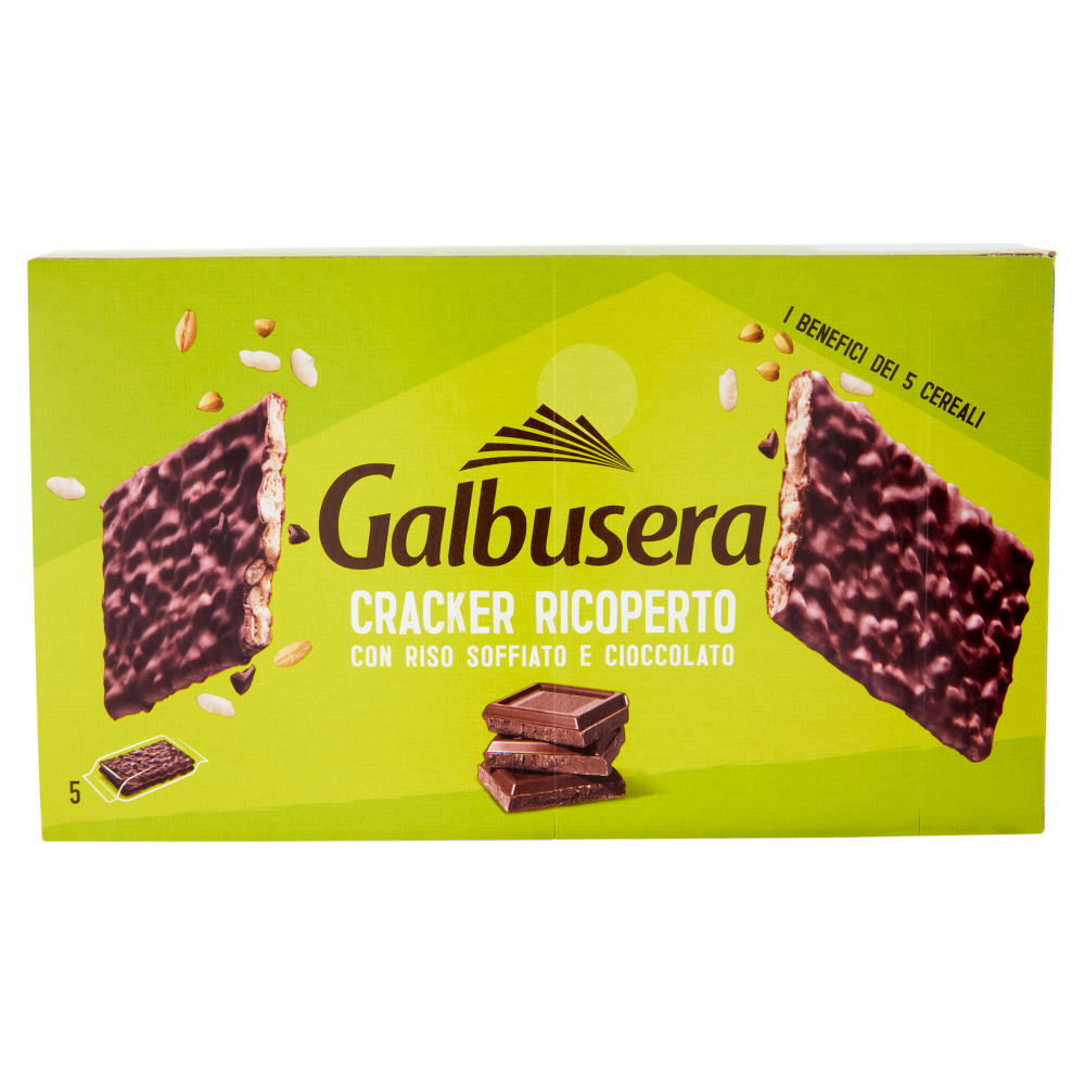 Galbusera Cracker Ricoperto con Riso Soffiato e Cioccolato 5 x 30 g