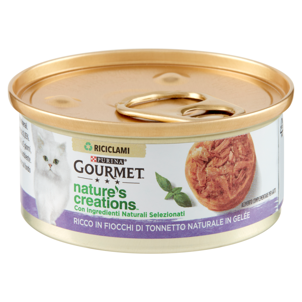 PURINA GOURMET Nature's Creations Ricco in Fiocchi di Tonnetto Naturale in Gelée 70 g