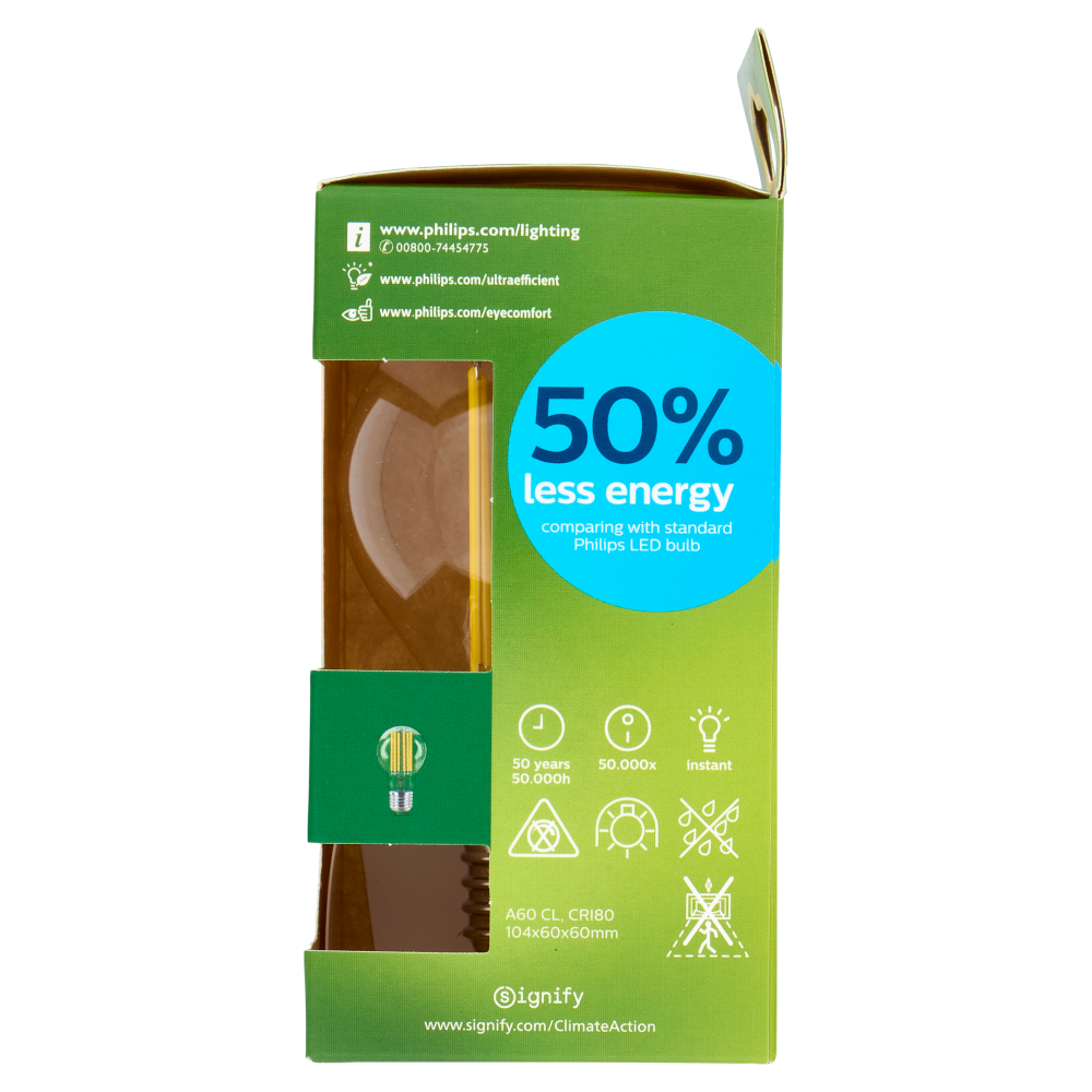 Philips LED Goccia Vetro Filam 75W E27 2700K Non-Dim Classe A