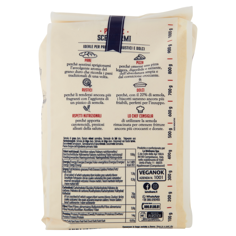 la Molisana Semola Rimacinata di Grano Duro Decorticato a Pietra 1000 g