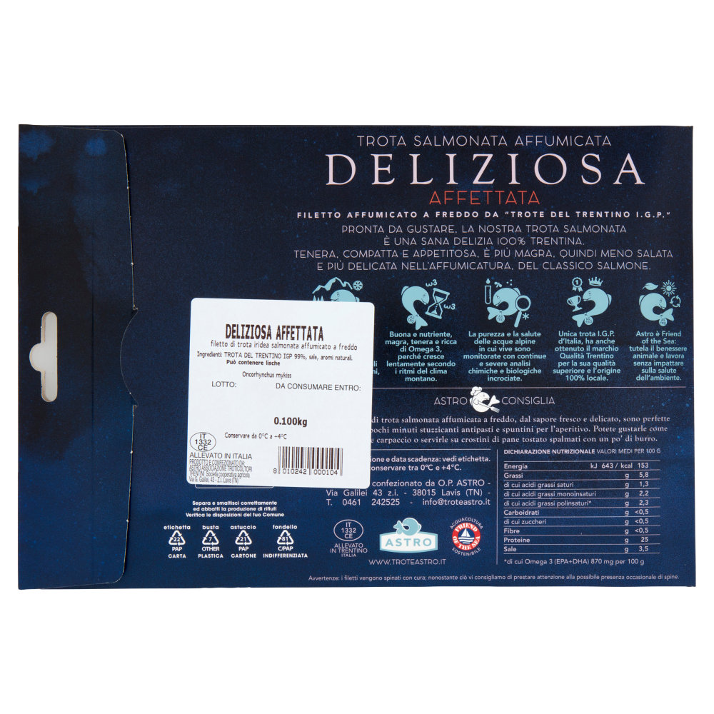 Astro Trota Salmonata Affumicata Deliziosa Affettata 0.100 kg