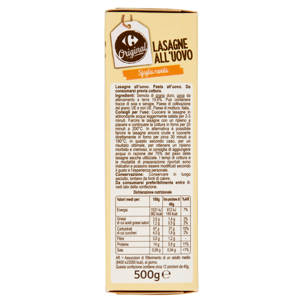 Carrefour Original Lasagne all'Uovo 500 g