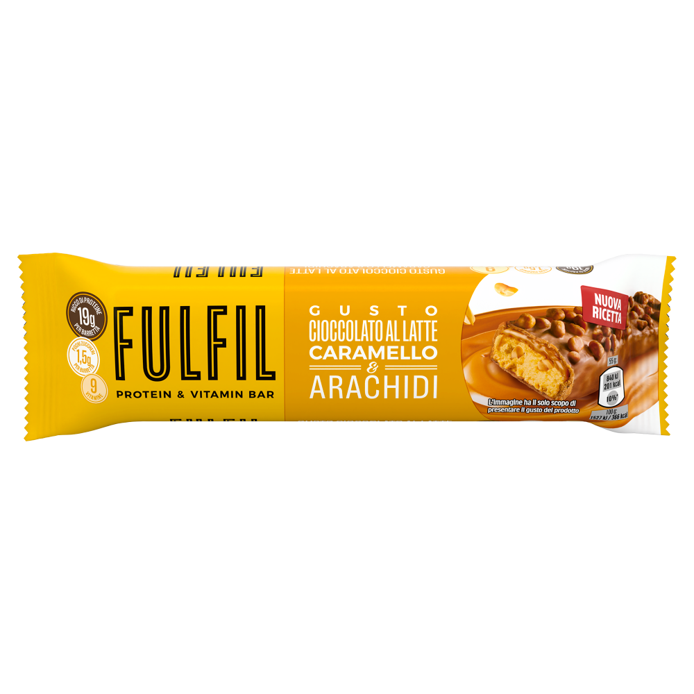 Fulfil Protein and Vitamin Bar barretta proteica Cioccolato al Latte, Caramello & Arachidi 55g