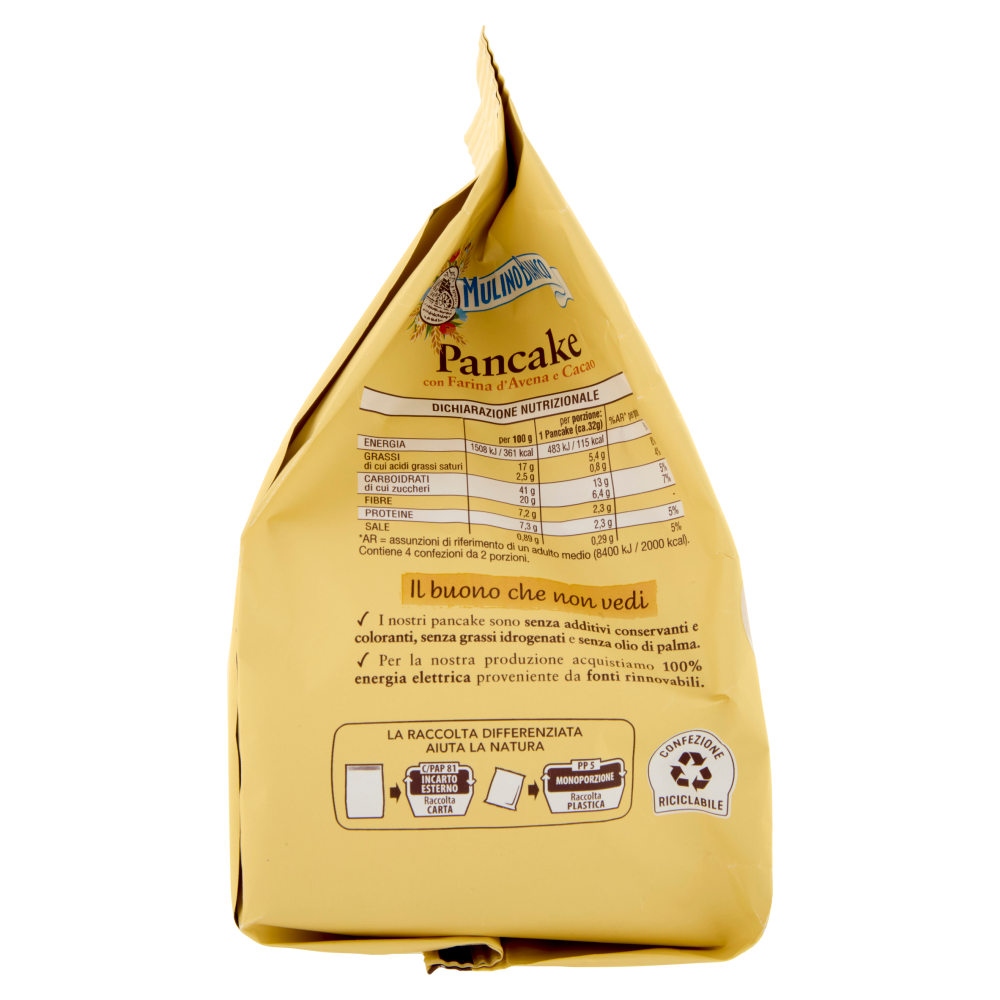 Mulino Bianco Pancake con Farina d'Avena e Cacao Colazione 8 Porzioni 256g