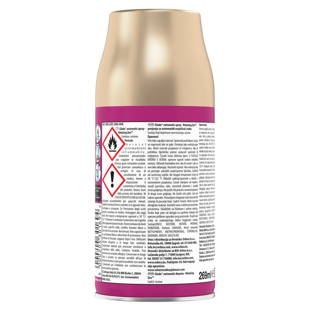 Glade Automatic Spray Ricarica, Profumatore per Ambienti, Fragranza Relaxing Zen, 269 ml