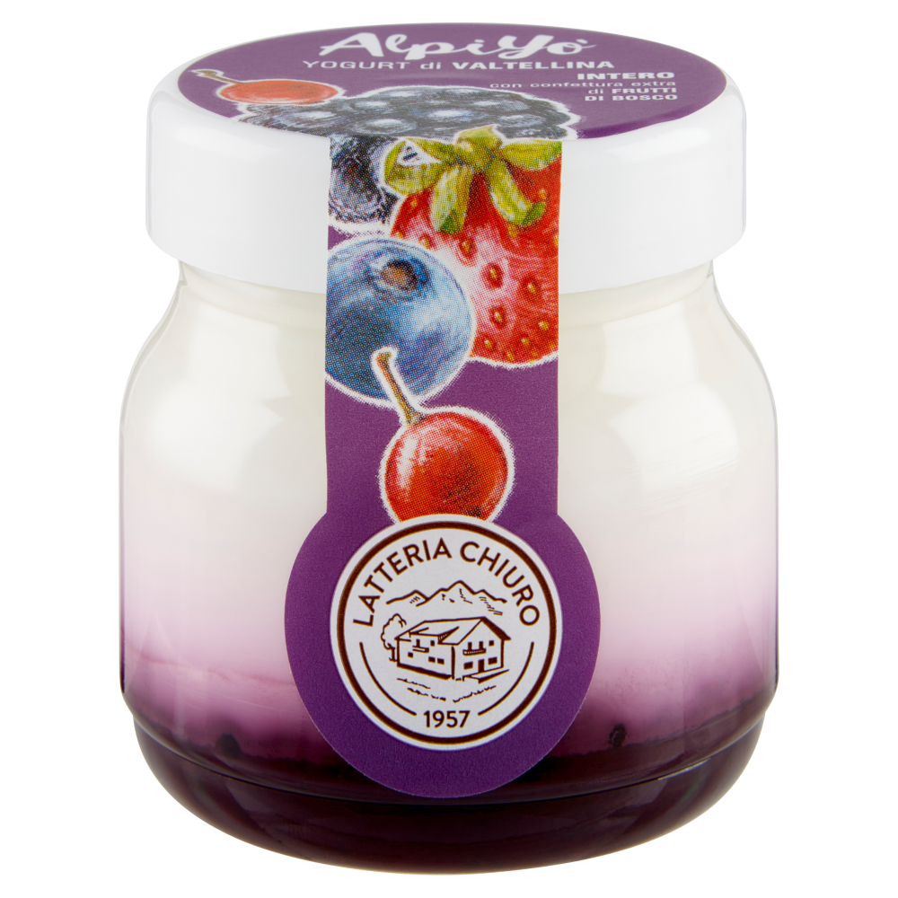 AlpiYò Yogurt di Valtellina Intero con confettura extra di Frutti di Bosco 125 g