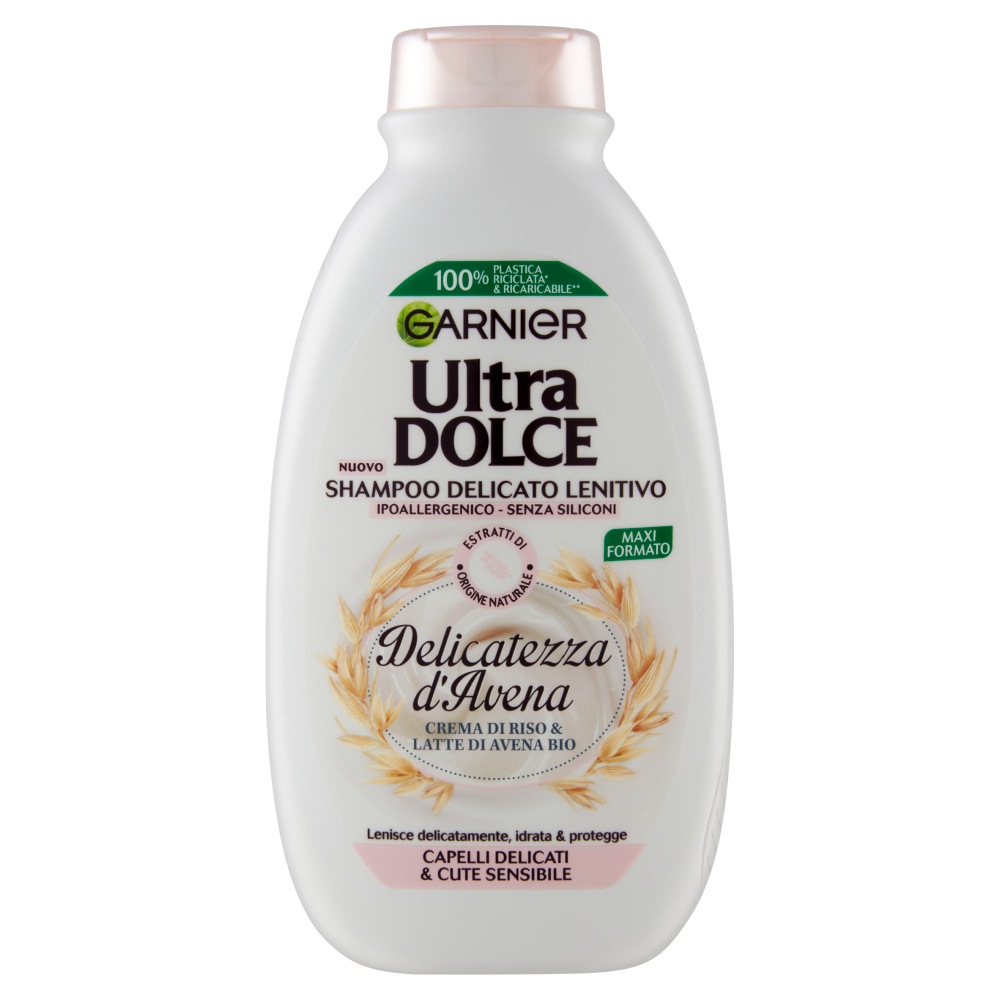 Garnier Ultra Dolce Shampoo Delicatezza D'Avena capelli delicati Crema di riso e latte d'avena 300ml