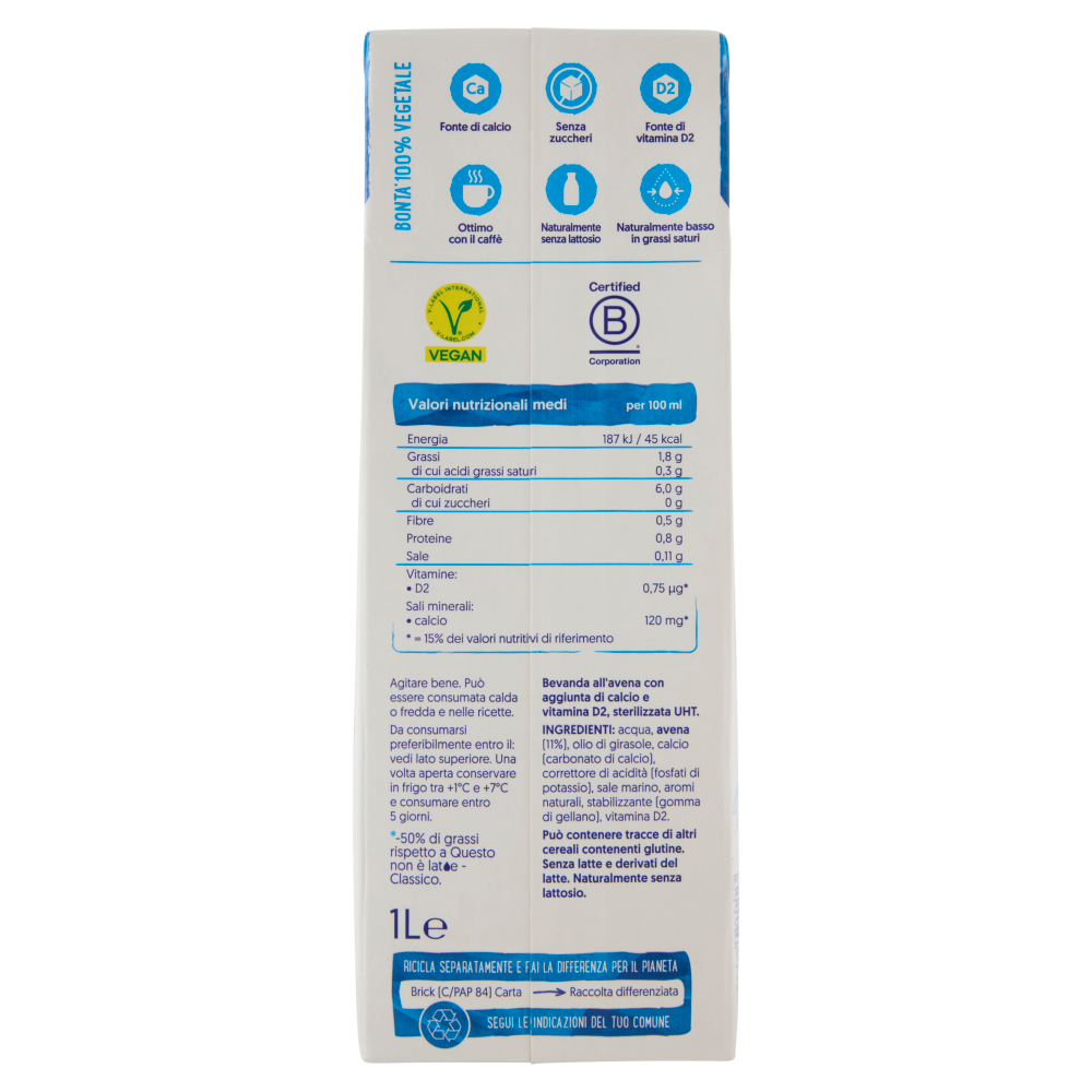 ALPRO Questo Non è Latte Light, Bevanda Vegetale all'Avena Gusto Latte, Senza Lattosio, 1l