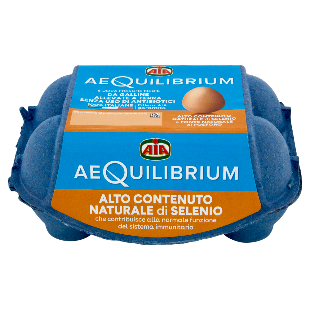Aia aeQuilibrium 6 Uova Fresche Medie da Galline Allevate a Terra Senza Uso di Antibiotici