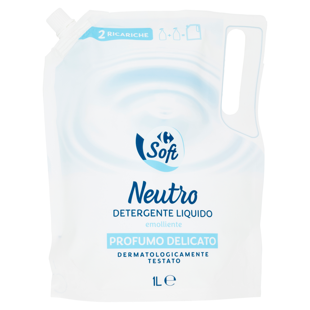 Carrefour Soft Neutro Detergente Liquido Profumo Delicato Ricarica 1 L