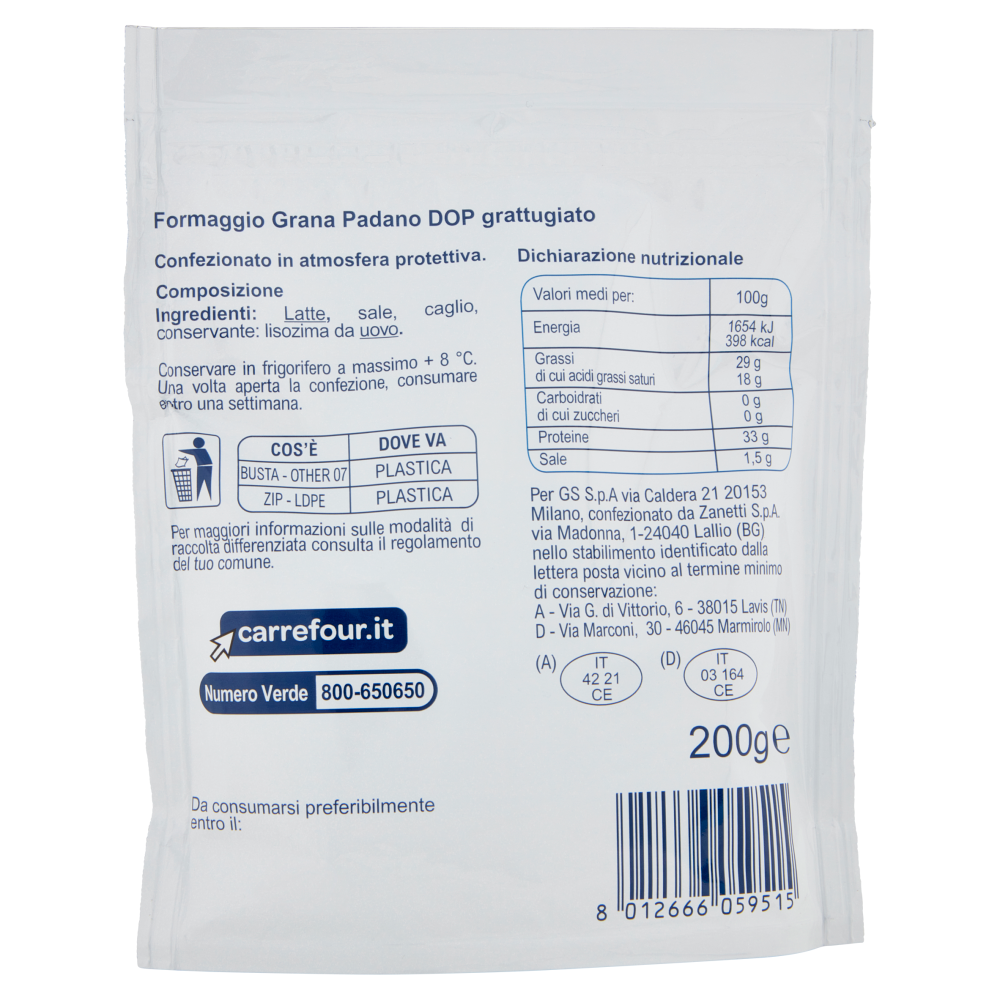 Simpl Grana Padano DOP Grattugiato 200 g