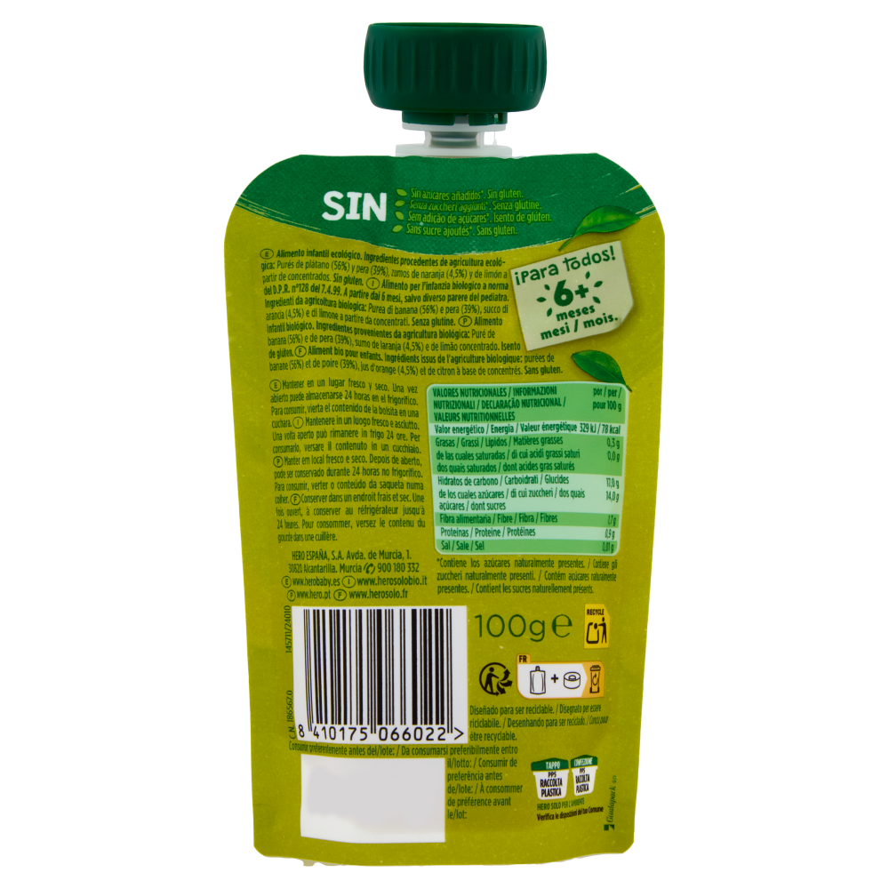 Hero Solo Bio Banana, Pera e Arancia 100 g