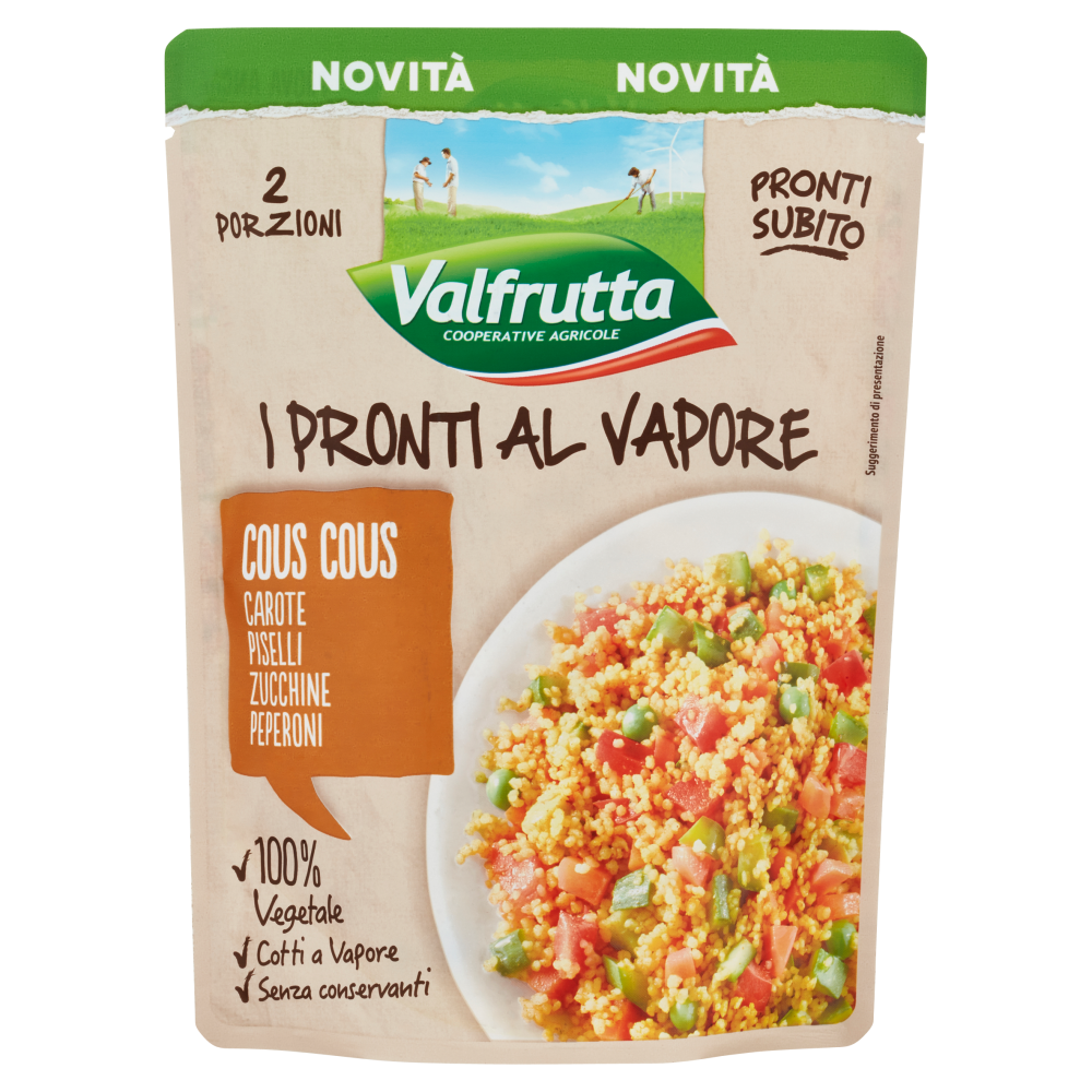 Valfrutta I Pronti al Vapore Cous Cous, Carote, Piselli, Zucchine, Peperoni 220 g