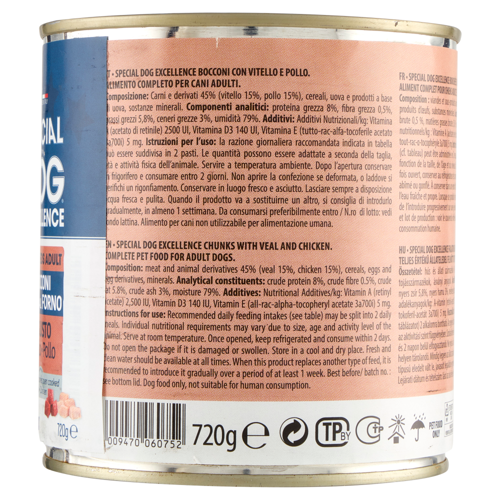 Special Dog Excellence All Breeds Adult Bocconi Cotti al Forno Bigusto Vitello Pollo 720 g