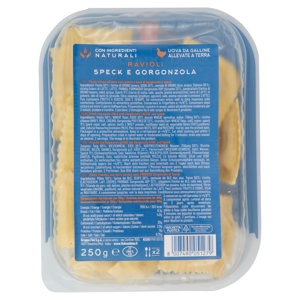 Fini Nuove Tradizioni Ravioli Speck e Gorgonzola 250 g