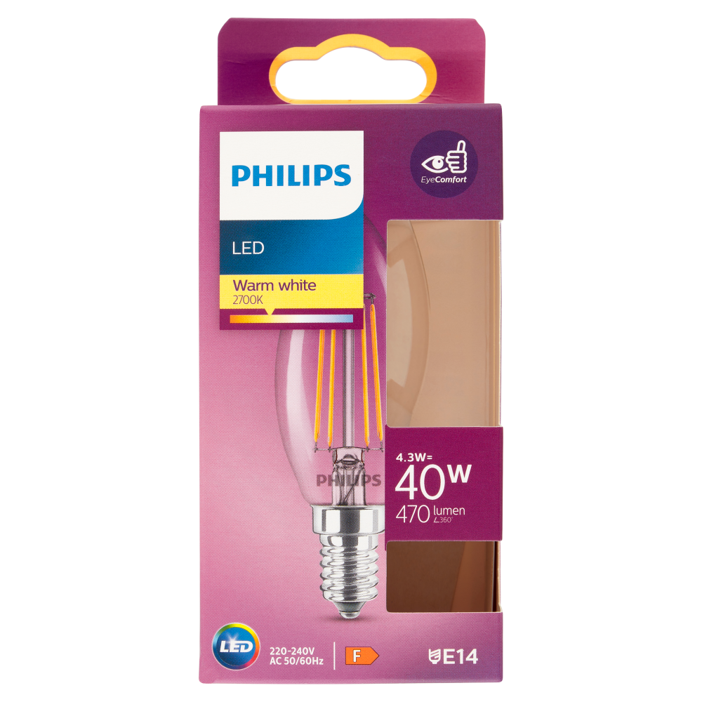 Philips Led candela filamento 40W E14 2700K