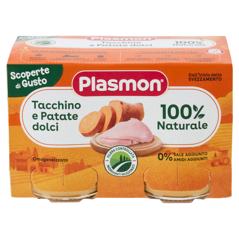 Plasmon Scoperte di Gusto Omogeneizzato Tacchino e Patate dolci 240 g