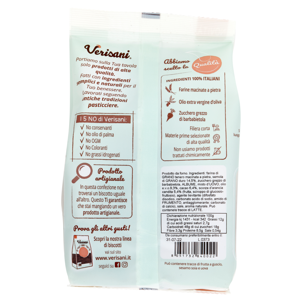 Verisani Biscotti Semola cacao e arancia 300 g