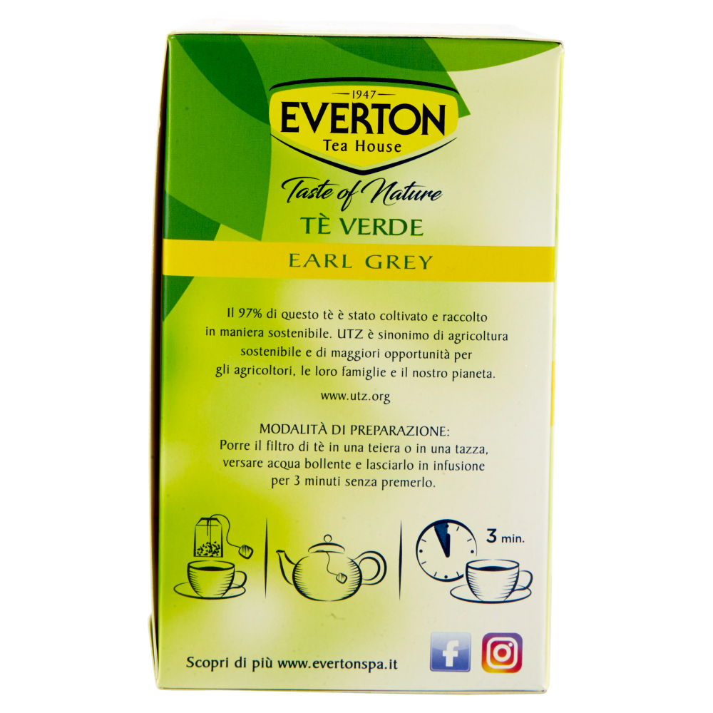 Everton Taste of Nature Tè Verde Earl Grey 40 x 1,7 g