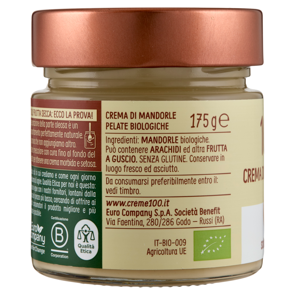 Euro Company 100% Crema di Mandorle Pelate Bio 175 g