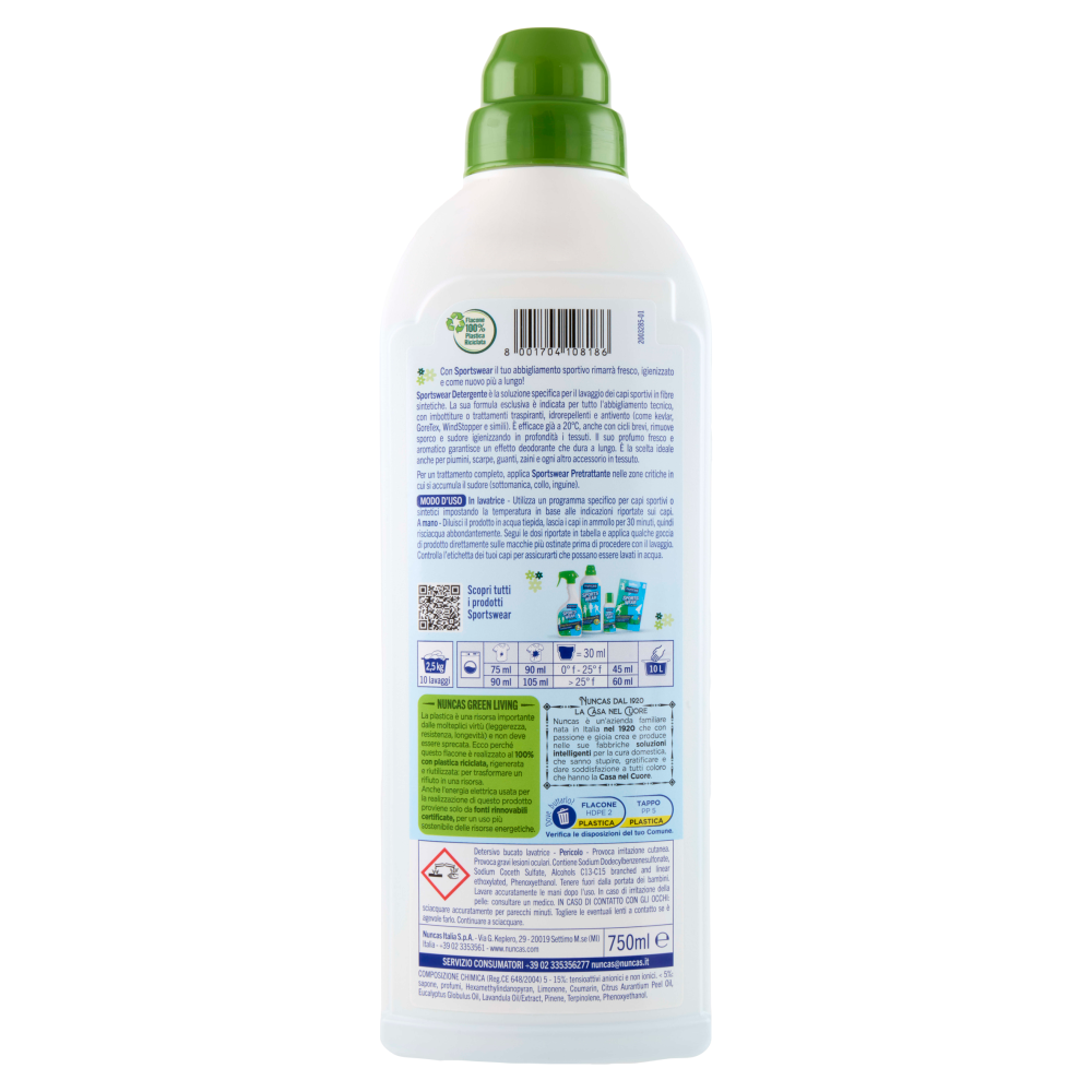 nuncas Sportswear Detergente Specifico per Capi Tecnici 750 ml