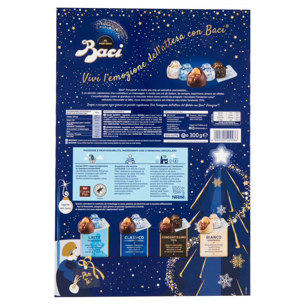 BACI PERUGINA CALENDARIO DELL'AVVENTO Cioccolatini assortiti 300g
