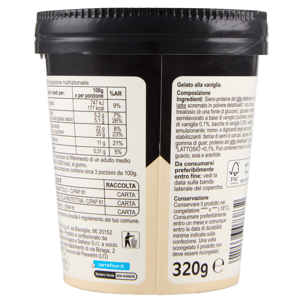 Carrefour Sensation High Protein Gelato Vaniglia 320 g