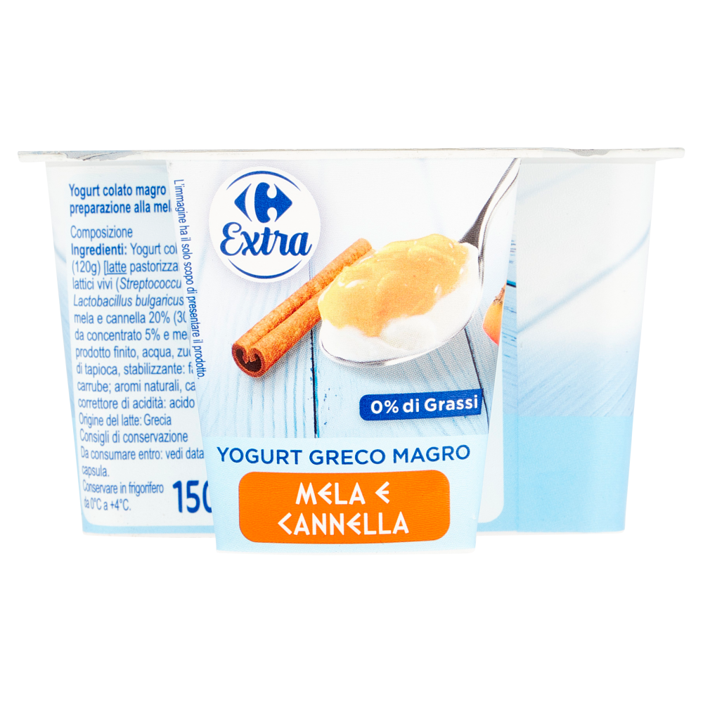 Carrefour Extra Yogurt Greco Magro Mela e Cannella 150 g