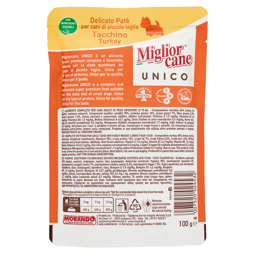Migliorcane Unico Delicato Patè Tacchino 100 g