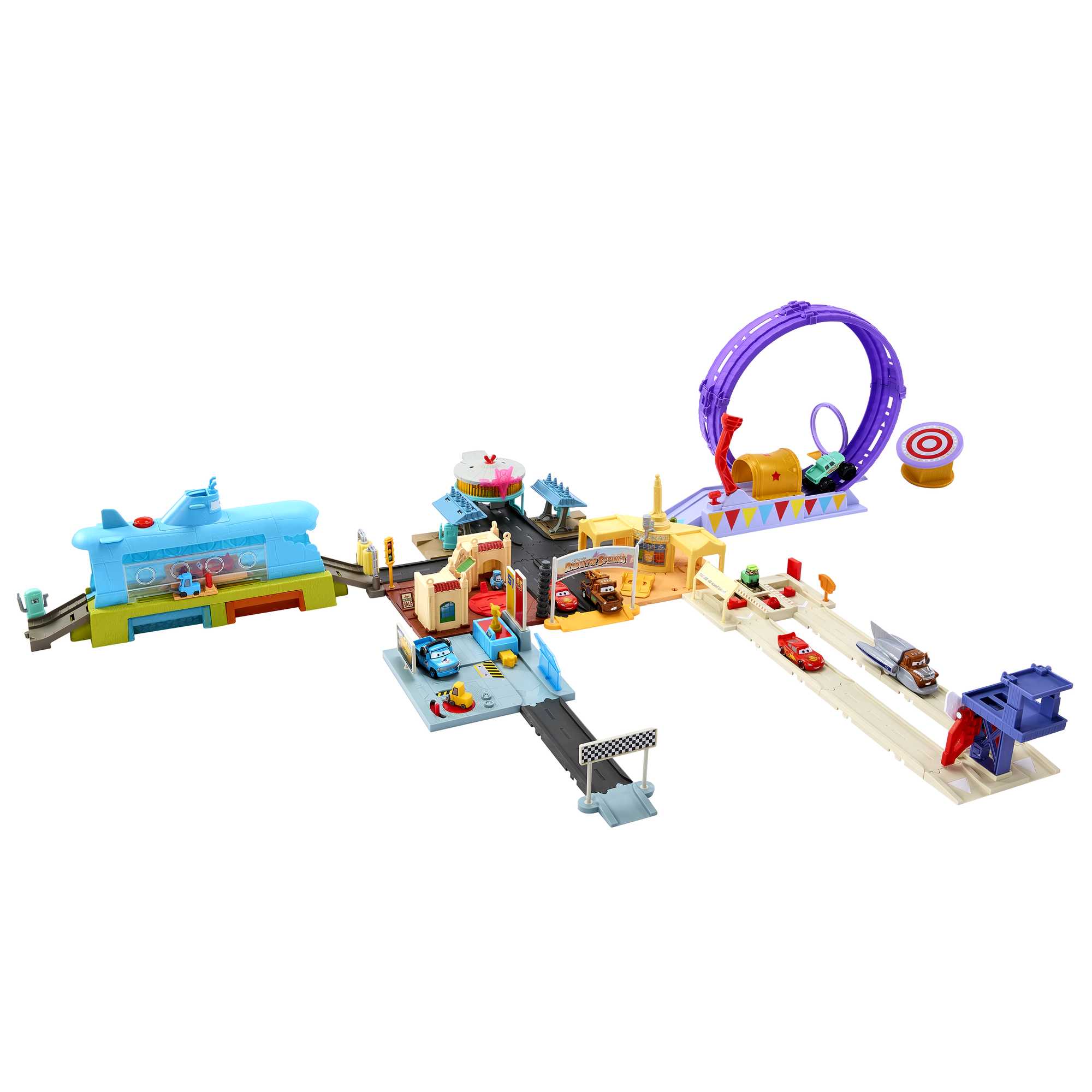 Disney Pixar Cars - Autolavaggio Balena-Sottomarino Cambia Colore playset con Veicolo Cambia Colore, Giocattolo per Bambini 4+ Anni