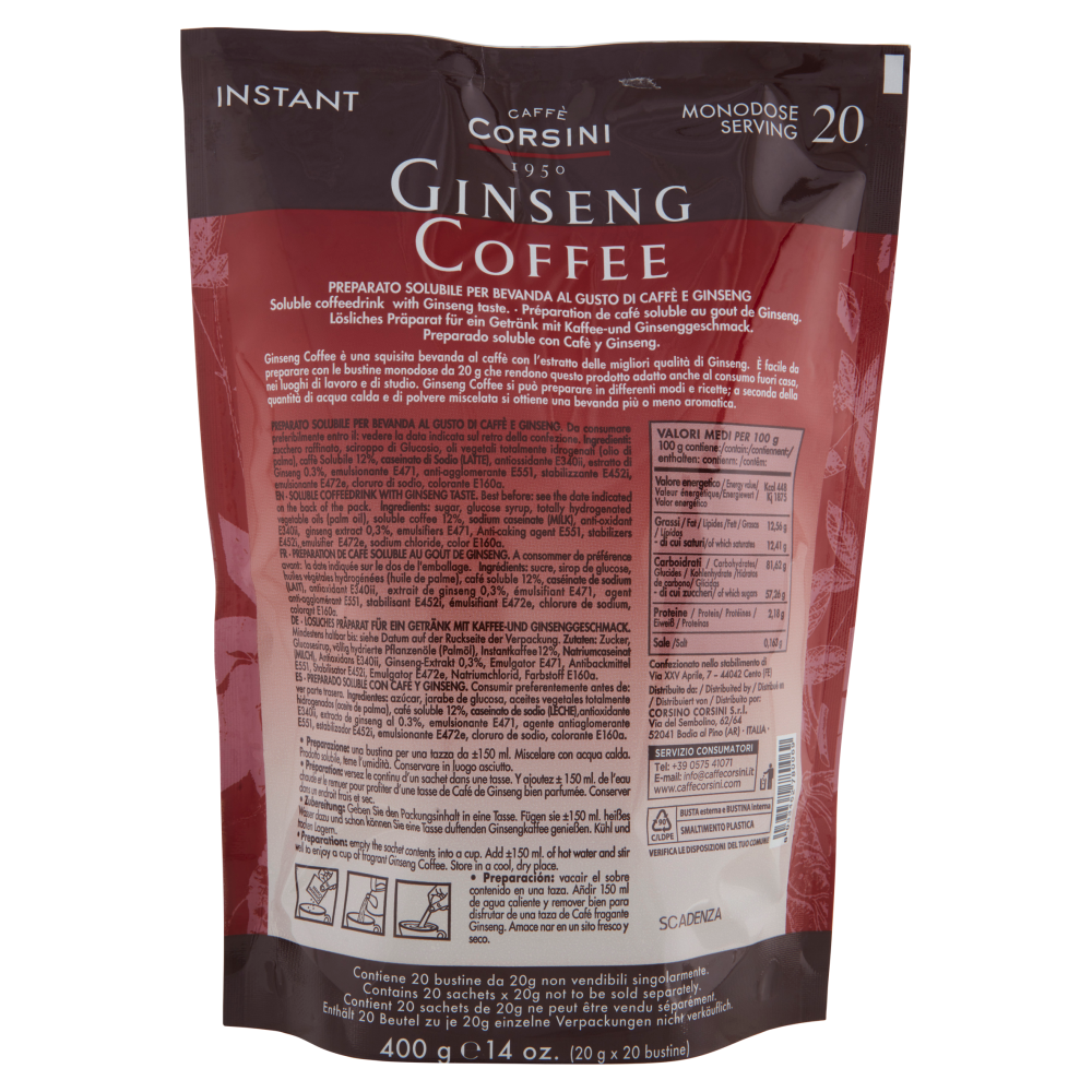 Caffè Corsini Ginseng Coffee Instant 20 x 20 g