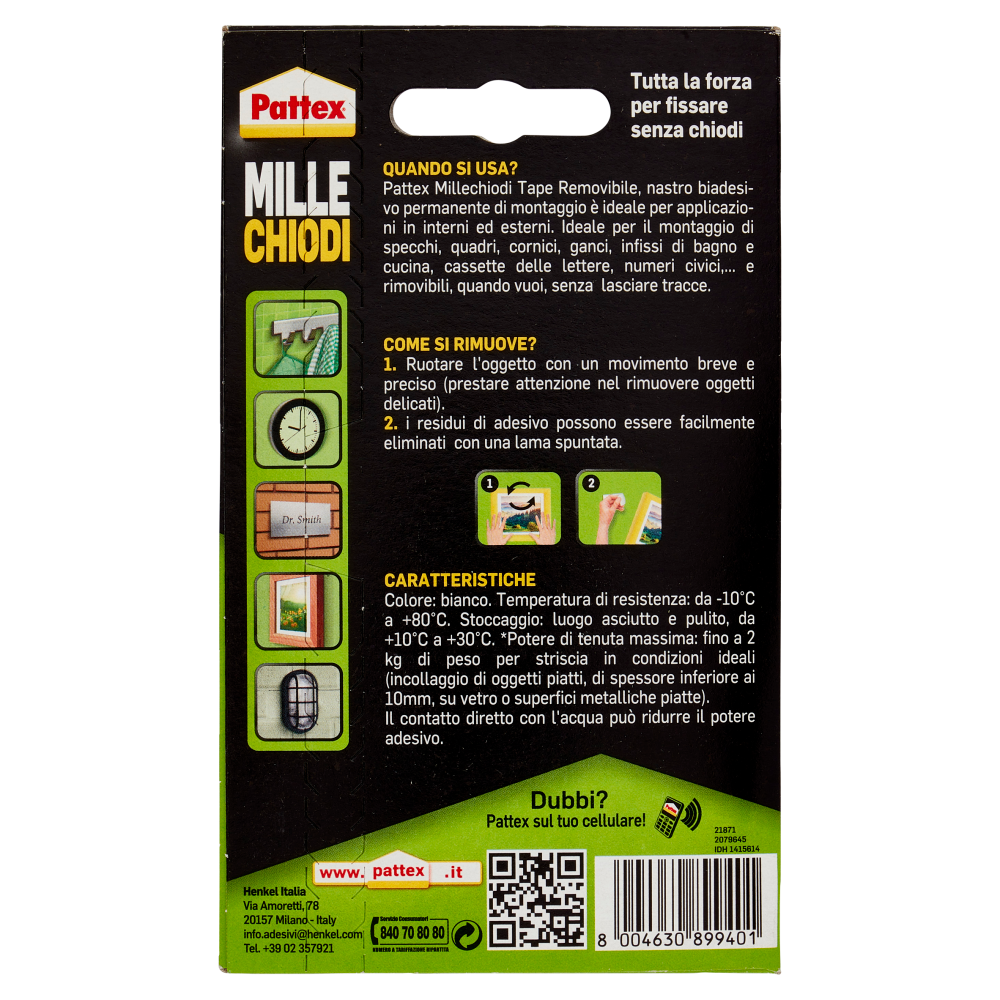 PATTEX Millechiodi Tape Removibile 10 Strisce