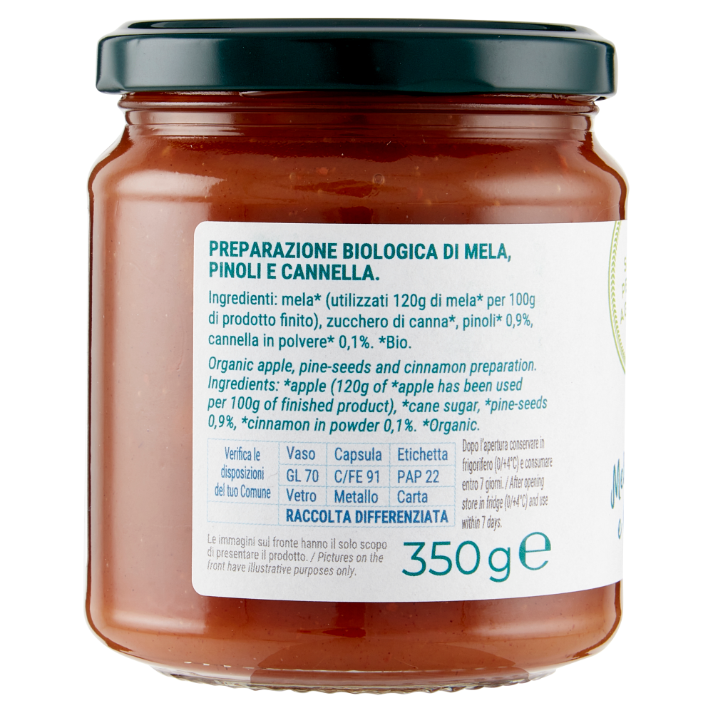 Bio Pi&ugrave; Mele, Pinoli e Cannella 350 g