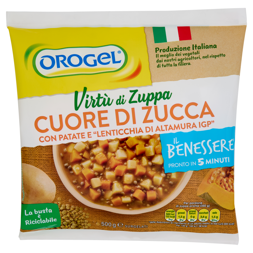 Orogel Il Benessere Virt&ugrave; di Zuppa Cuore di Zucca Surgelati 500 g
