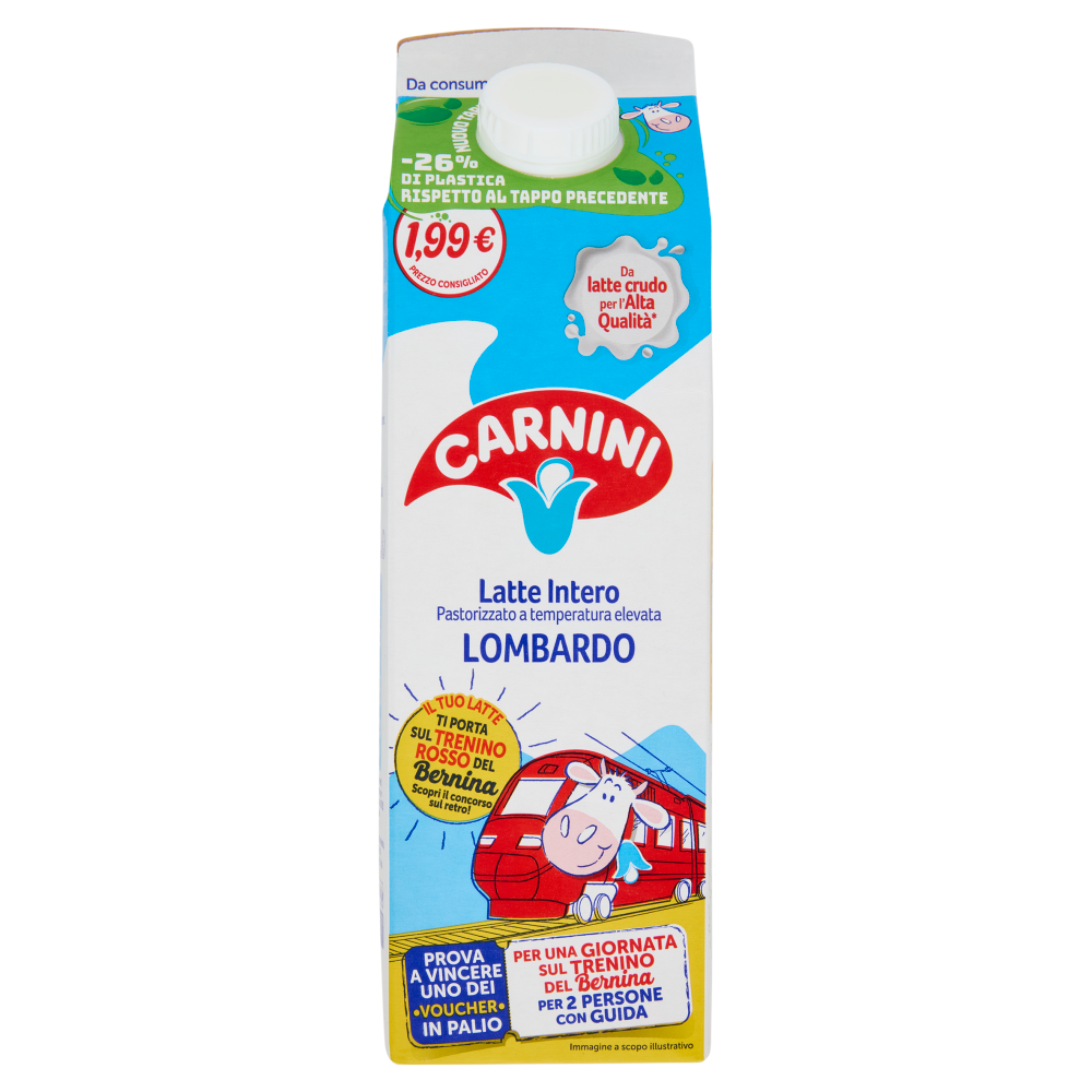 Carnini Latte Intero Pastorizzato a temperatura elevata Lombardo 1000 ml