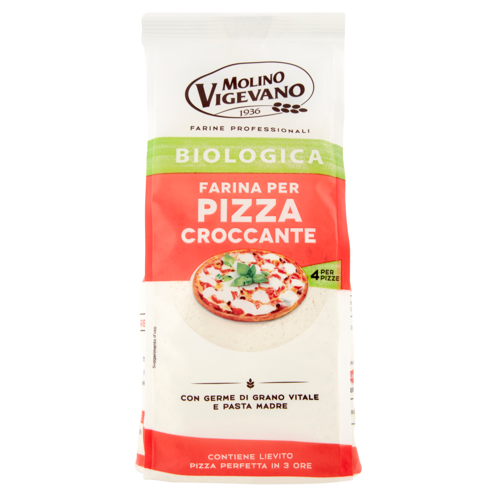 Molino Vigevano Farine Professionali Farina per Pizza Croccante Biologica 500 g