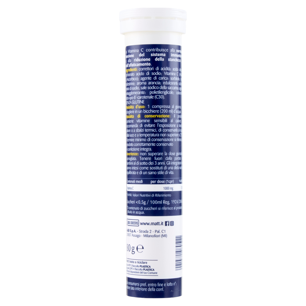 Matt Benessere Difesa Vit C 1000 mg 20 compresse effervescenti 80 g