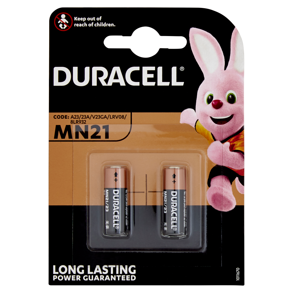Duracell MN21 Batteria Alcalina Specialistica 12V confezione da 2 A23 23A V23GA LRV08 8LR932