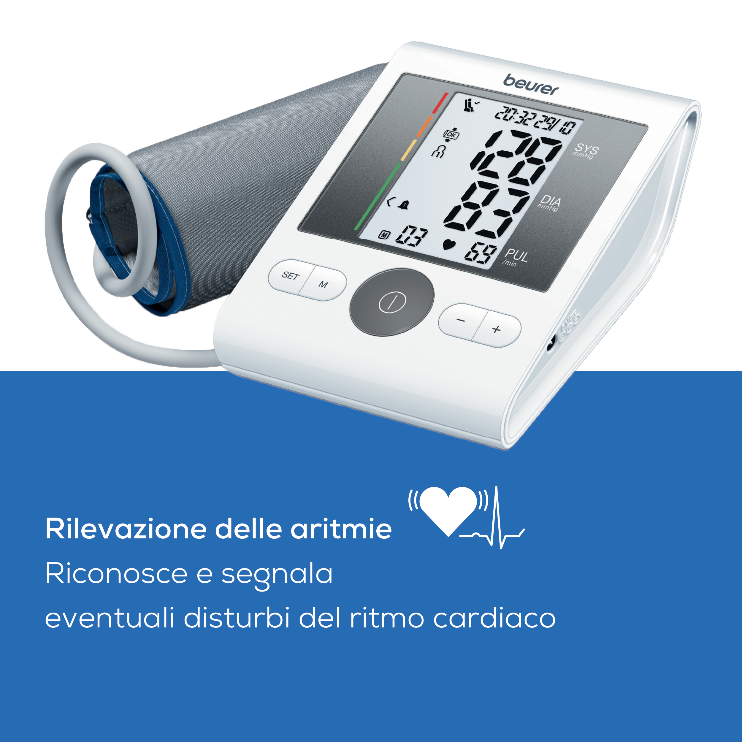 Beurer BM 28 Misuratore di Pressione da Braccio con Funzione di Memoria, Rilevazione Aritmie e Manicotto Universale