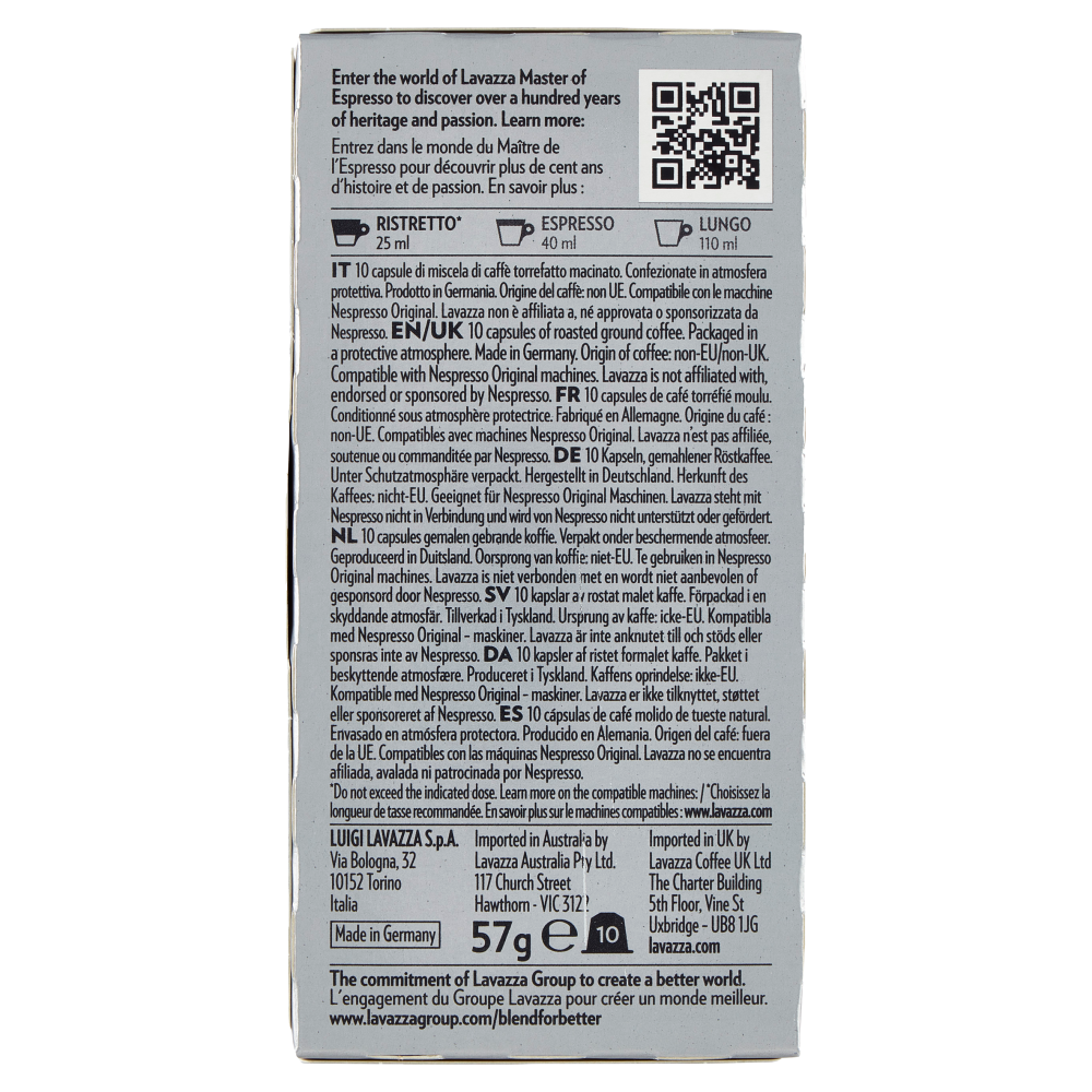 Lavazza Espresso Maestro Ristretto Compatibile con Nespresso Original 10 Capsule 57 g