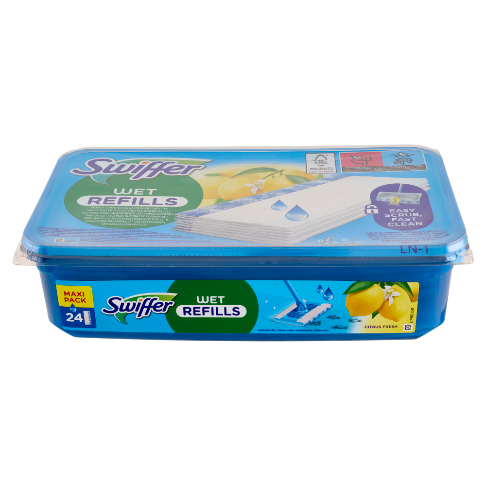 Swiffer Wet Panni Umidi Lavapavimenti Citrus Fresh - Ricarica 24 Salviette