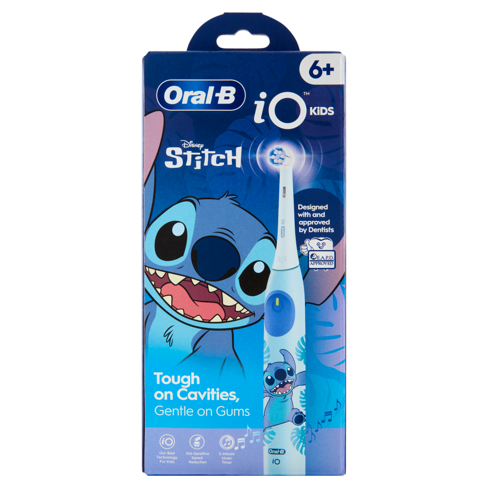 Oral-B iO Kids 6+Spazzolino Elettrico Ricaricabile Stitch. 6+, 3 Modalit&agrave;, 1 Spazzolino, 1 Testina