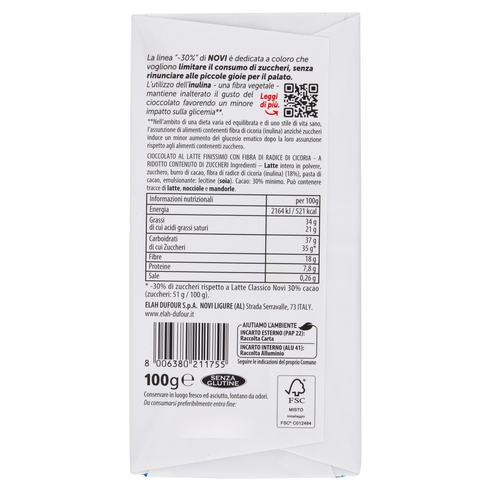 Novi Latte -30% di Zuccheri* 100 g