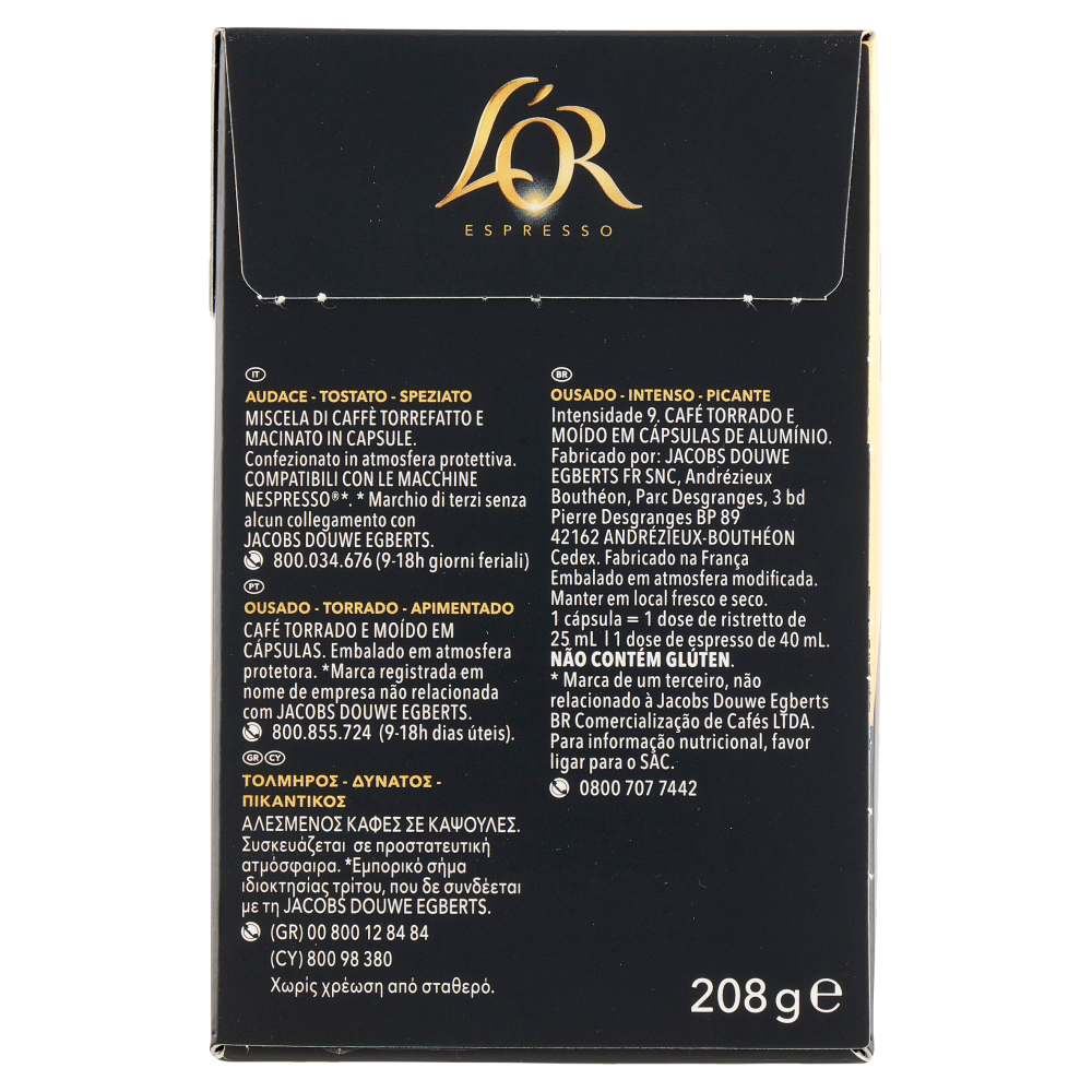 L'Or Espresso Forza 9- 40 Capsule Caff&egrave; Compatibili con Macchine Nespresso*&reg; Original 208g