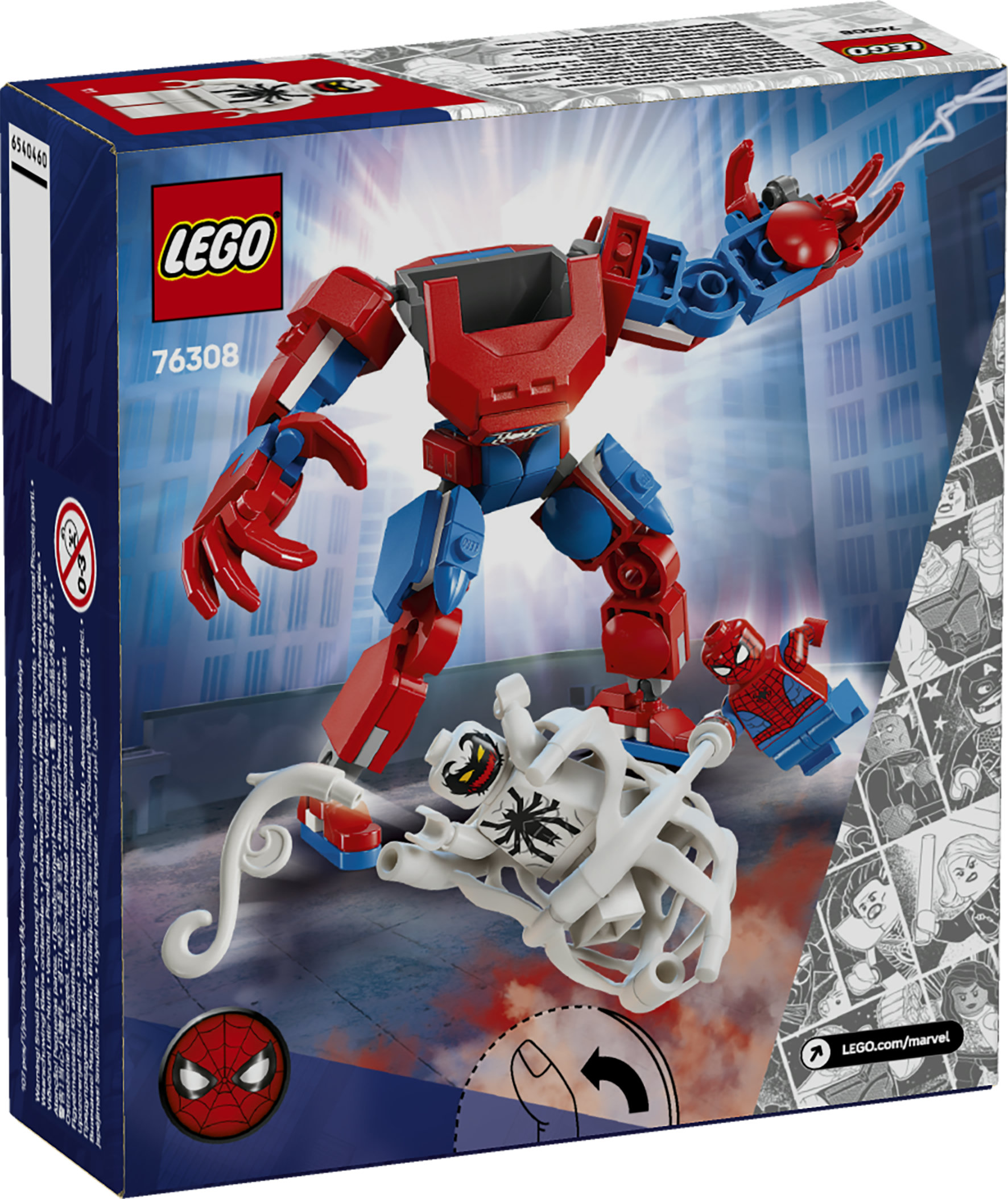 LEGO | Marvel 76308 Mech di Spider-Man Contro Anti-Venom, Action Figure Giocattolo Snodabile con 2 Minifigure per Bambini 6+
