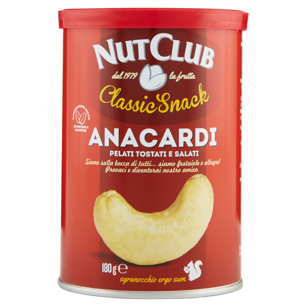 NutClub Classic Snack Anacardi Pelati Tostati e Salati 180 g