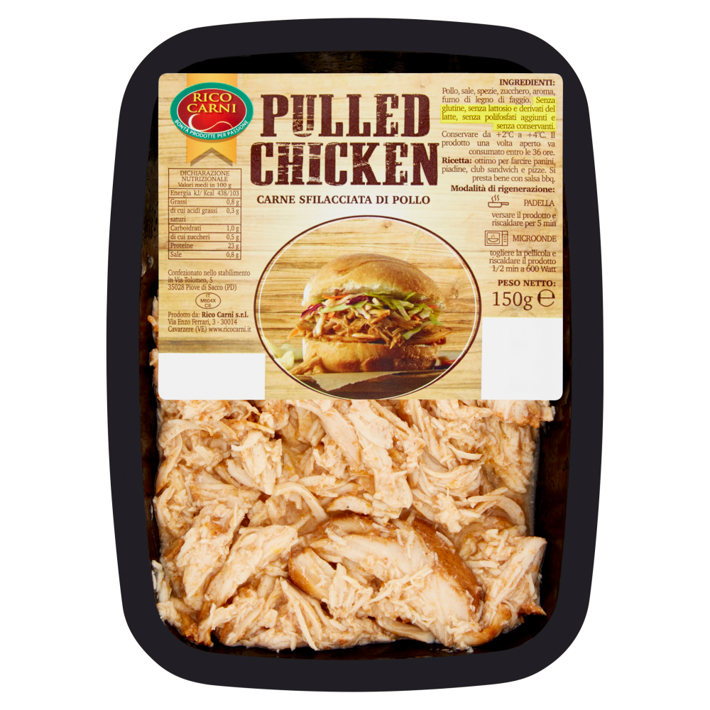 Rico Carni Pulled Chicken Carne Sfilacciata di Pollo 150 g