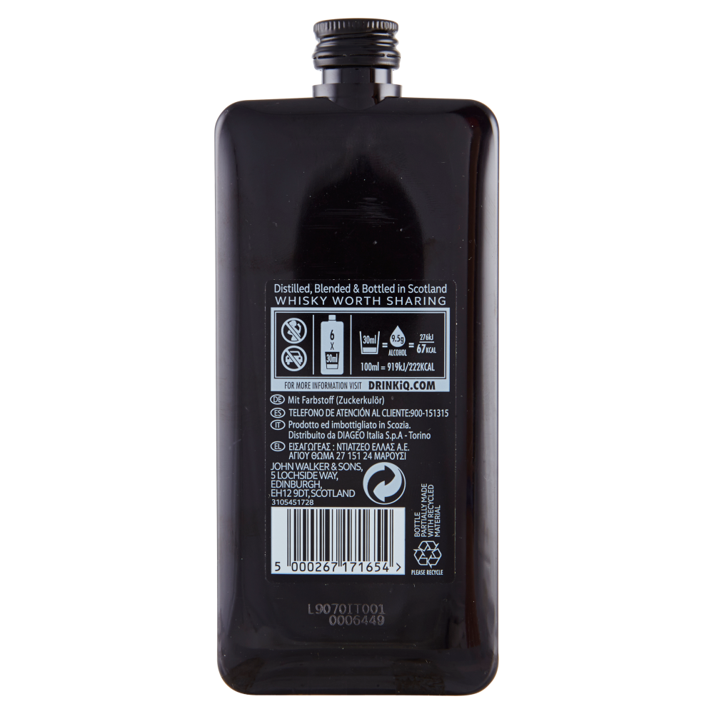 Johnnie Walker Black Label Blended Scotch Whisky Aged 12 Years 20 cl