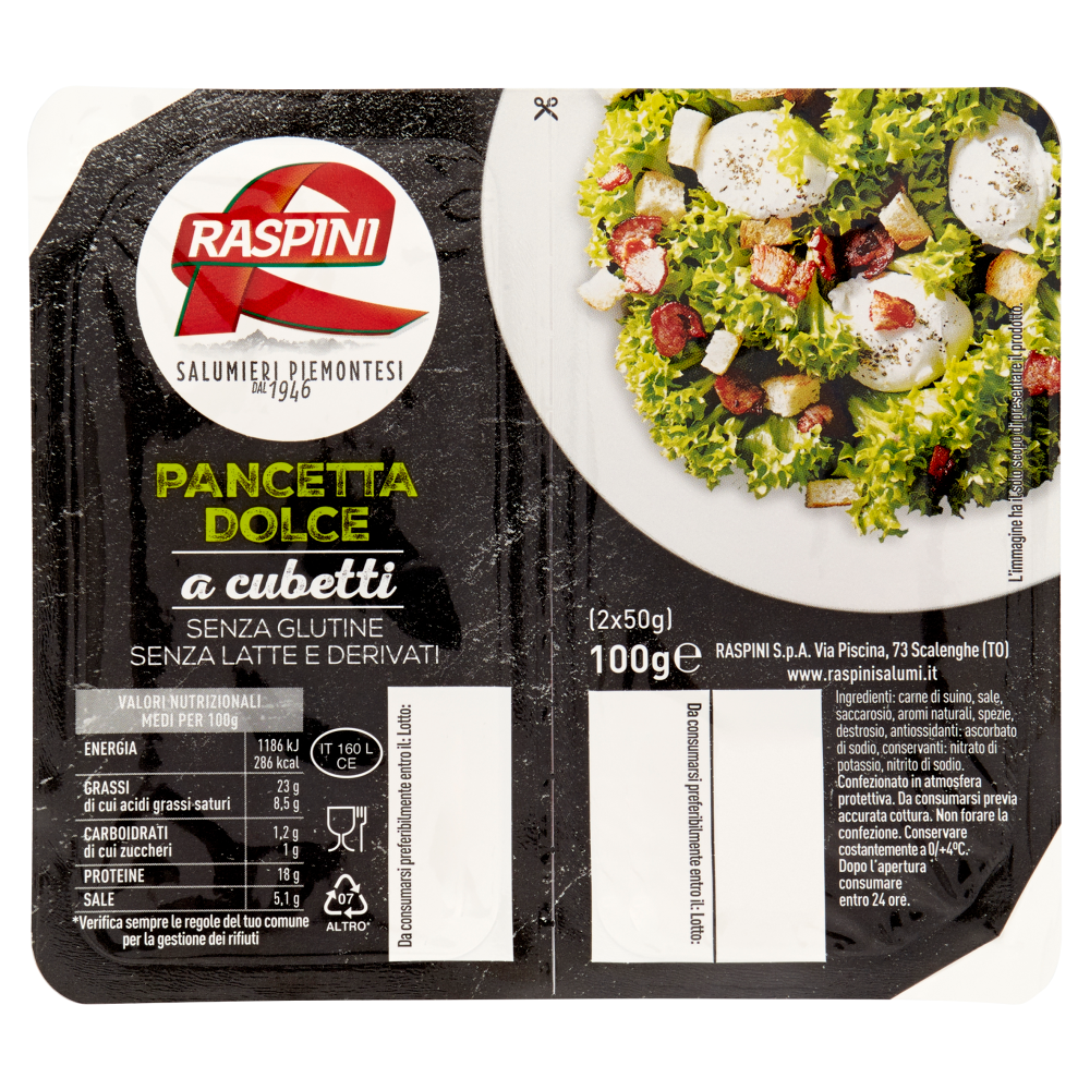 Raspini Pancetta Dolce a cubetti 2 x 50 g Carrefour